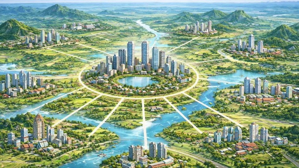 Quy hoạch Hà Nội 100 năm: Hé lộ mô hình chùm đô thị hướng tâm kết nối toàn Vùng Thủ đô
